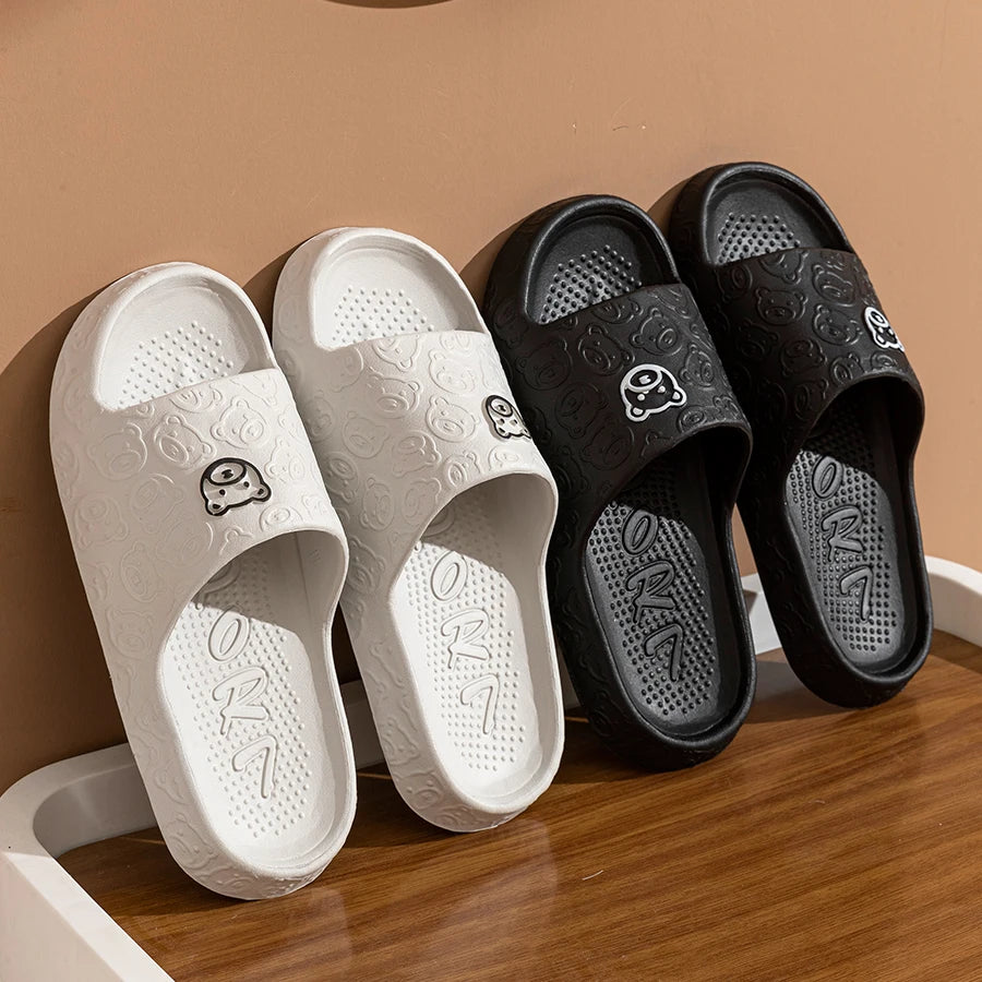 Men's Slippers Summer Cartoon Bear Indoor Soft Thick Sole Anti Slip (7805597810771)
