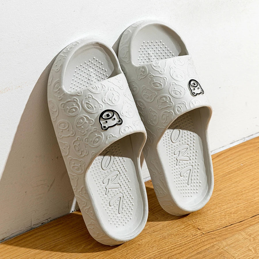 Men's Slippers Summer Cartoon Bear Indoor Soft Thick Sole Anti Slip (7805597810771)