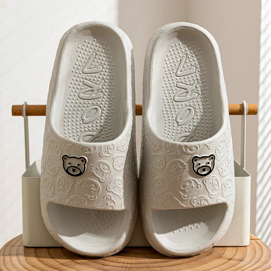 Men's Slippers Summer Cartoon Bear Indoor Soft Thick Sole Anti Slip (7805597810771)