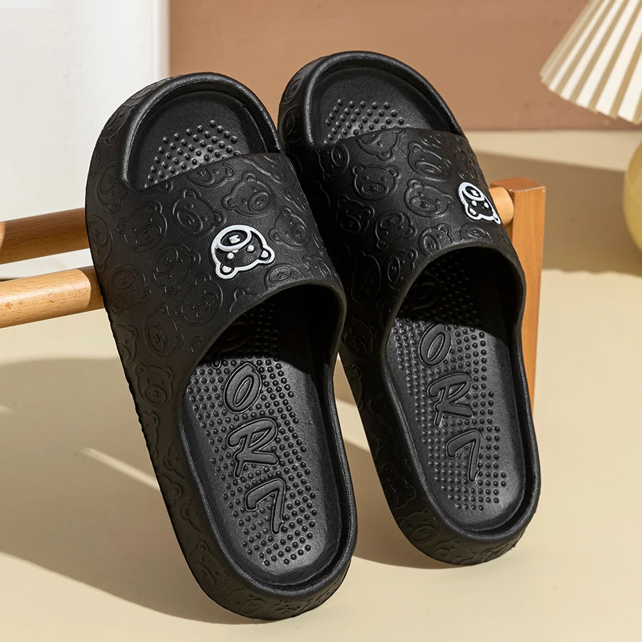 Men's Slippers Summer Cartoon Bear Indoor Soft Thick Sole Anti Slip (7805597810771)