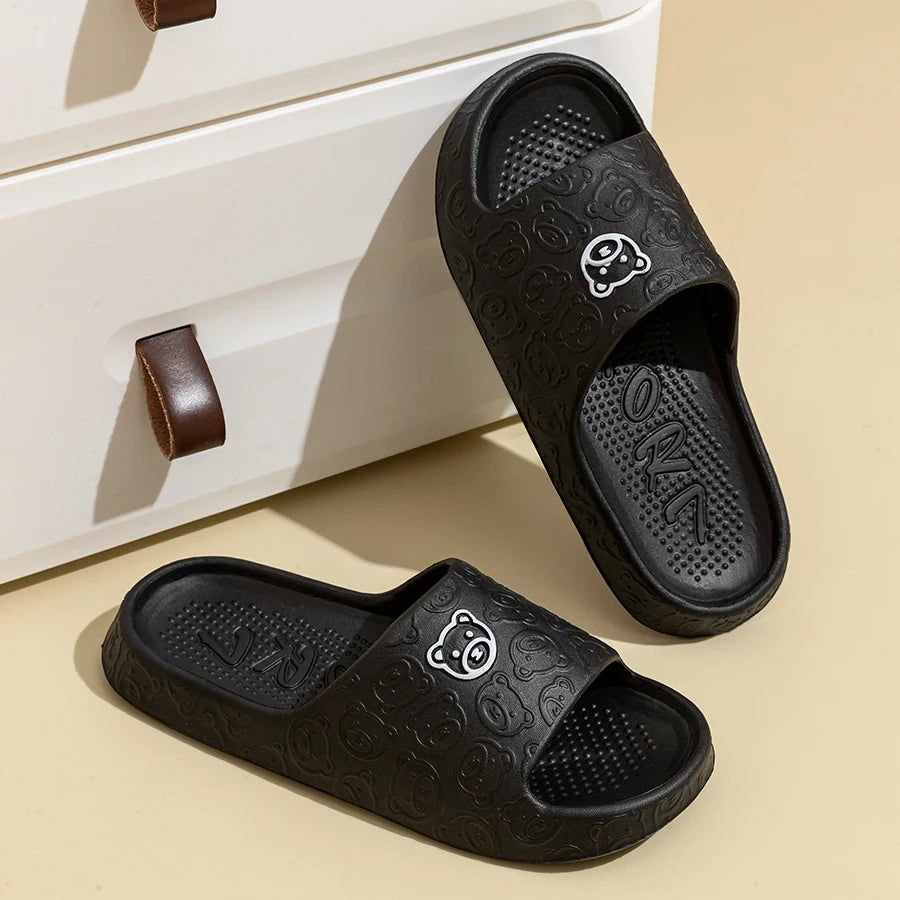 Men's Slippers Summer Cartoon Bear Indoor Soft Thick Sole Anti Slip (7805597810771)